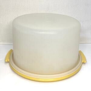 Vintage Tupperware Cake Taker Carrier Harvest Gold 1970s